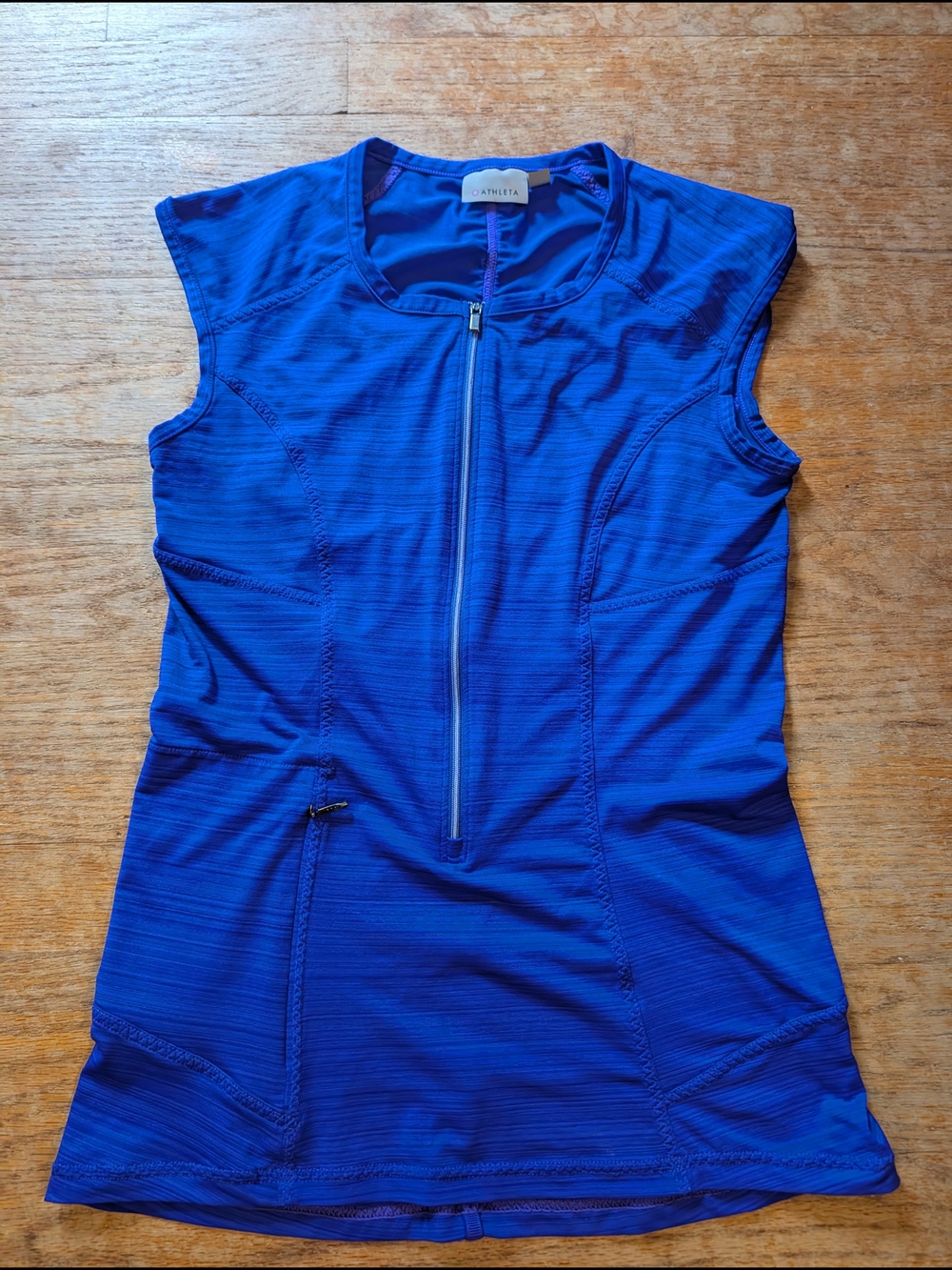 Athleta Cobalt Blue Zip-Front Sleeveless Tank